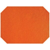 H. Risch, Inc. PLACEMATDXOCT-RIOORANGE Rio 16" x 12" Customizable Orange Premium Sewn Faux Leather Octagon Placemat