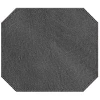 H. Risch, Inc. TABLEMATOCT15X13CHARCOAL 15" x 13" Customizable Charcoal Hardboard / Faux Leather Octagon Placemat