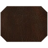 H. Risch, Inc. TABLEMATOCT17X13BROWN 17" x 13" Customizable Brown Hardboard / Faux Leather Octagon Placemat