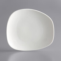 Acopa Nova 7 1/8 inch x 6 1/2 inch Cream White Asymmetric Stoneware Plate - 36/Case