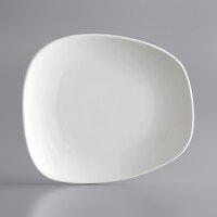 Acopa Nova 8 3/4" x 7 3/4" Cream White Asymmetric Stoneware Plate - 24/Case