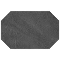 H. Risch, Inc. TABLEMATOCT17X11CHARCOAL 17" x 11" Customizable Charcoal Hardboard / Faux Leather Octagon Placemat
