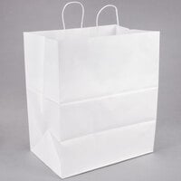 Duro Grande White Paper Shopping Bag with Handles 16" x 11" x 18" - 200/Bundle