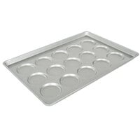 Chicago Metallic 42425 Glazed Aluminized Steel 15 Mold 3.42 oz. Individual ePAN Hamburger Bun / Muffin Top / Cookie Pan - 17 11/16" x 25 11/16"