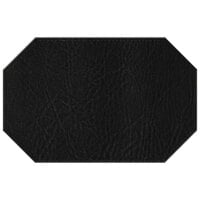 H. Risch, Inc. TABLEMATOCT17X11BLACK 17 inch x 11 inch Customizable Black Hardboard / Faux Leather Octagon Placemat - 12/Pack