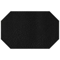 H. Risch, Inc. TABLEMATOCT17X11BLACK 17" x 11" Customizable Black Hardboard / Faux Leather Octagon Placemat