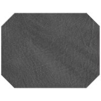 H. Risch, Inc. TABLEMATOCT17x13CHARCOAL 17" x 13" Customizable Charcoal Hardboard / Faux Leather Octagon Placemat
