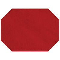 H. Risch, Inc. TABLEMATOCT15X11RED 15 inch x 11 inch Customizable Red Hardboard / Faux Leather Octagon Placemat