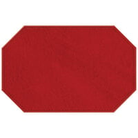H. Risch, Inc. TABLEMATOCT17X11RED 17 inch x 11 inch Customizable Red Hardboard / Faux Leather Octagon Placemat