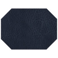 H. Risch, Inc. TABLEMATOCT15X11NAVY 15" x 11" Customizable Navy Hardboard / Faux Leather Octagon Placemat
