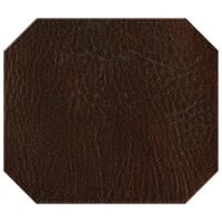 H. Risch, Inc. TABLEMATOCT15X13BROWN 15" x 13" Customizable Brown Hardboard / Faux Leather Octagon Placemat