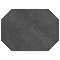 H. Risch, Inc. TABLEMATOCT15X11CHARCOAL 15" x 11" Customizable Charcoal Hardboard / Faux Leather Octagon Placemat