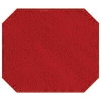 H. Risch, Inc. TABLEMATOCT15X13RED 15" x 13" Customizable Red Hardboard / Faux Leather Octagon Placemat