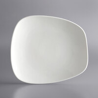 Acopa Nova 12 1/4 inch x 10 1/4 inch Cream White Asymmetric Stoneware Plate - 12/Case