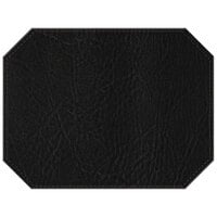 H. Risch, Inc. TABLEMATOCT17X13BLACK 17" x 13" Customizable Black Hardboard / Faux Leather Octagon Placemat