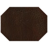 H. Risch, Inc. TABLEMATOCT15X11BROWN 15" x 11" Customizable Brown Hardboard / Faux Leather Octagon Placemat