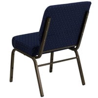 Flash Furniture FD-CH0221-4-GV-S0810-GG Navy Blue Dot Patterned 21 inch Extra Wide Church Chair with Gold Vein Frame