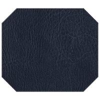 H. Risch, Inc. TABLEMATOCT15X13NAVY 15" x 13" Customizable Navy Hardboard / Faux Leather Octagon Placemat
