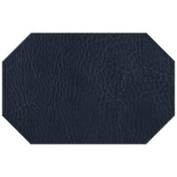 H. Risch, Inc. TABLEMATOCT17X11NAVY 17" x 11" Customizable Navy Hardboard / Faux Leather Octagon Placemat