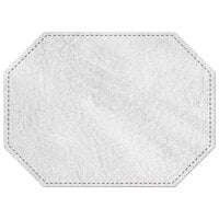 H. Risch, Inc. TABLEMATOCT15X11WHITE 15" x 11" Customizable White Hardboard / Faux Leather Octagon Placemat