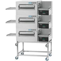 Lincoln 1180-3G Impinger II 1100 Series Express Liquid Propane Triple Conveyor Radiant Oven Package with 28 inch Long Baking Chamber - 120,000 BTU