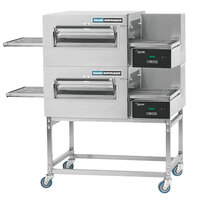 Lincoln 1180-2G Impinger II 1100 Series Express Liquid Propane Double Conveyor Radiant Oven Package with 28 inch Long Baking Chamber - 80,000 BTU