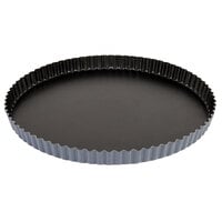 Matfer Bourgeat 332228 Exopan Steel 11 3/4 inch x 1 inch Fluted Non-Stick Tart / Quiche Pan with Removable Bottom