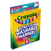 Crayola 587816 Ultra-Clean Assorted 8-Count Tropical Colors Conical Point Washable Markers