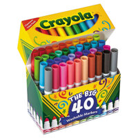 Crayola 587858 Ultra-Clean Assorted 40-Count Broad Point Washable Markers