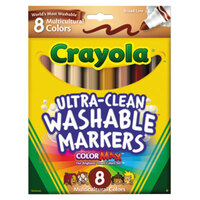 Crayola 587801 Ultra-Clean Assorted 8-Count Multicultural Conical Point Washable Markers