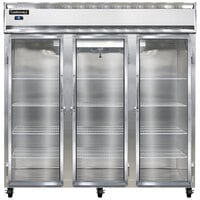Continental Refrigerator 3F-SS-GD 78 inch Three Section Glass Door Reach-In Freezer