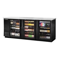 True TBB-4G-HC-LD 90 3/8 inch Black Glass Door Back Bar Refrigerator with LED Lighting