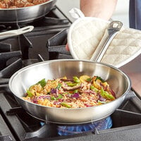 Vigor 9 1/2 inch Stainless Steel Fry Pan with Aluminum-Clad Bottom