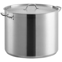 Vigor SS1 Series 80 Qt. Heavy-Duty Stainless Steel Aluminum-Clad Stock Pot with Cover