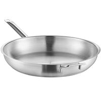 Vigor 14" Stainless Steel Fry Pan with Aluminum-Clad Bottom and Helper Handle