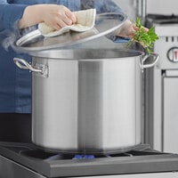 Vigor SS1 Series 32 Qt. Heavy-Duty Stainless Steel Aluminum-Clad Stock Pot with Cover