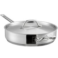 Vigor SS1 Series 7 Qt. Stainless Steel Aluminum-Clad Saute Pan with Lid and Helper Handle