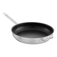 Vigor SS1 Series 16 inch Stainless Steel Non-Stick Fry Pan with Aluminum-Clad Bottom, Excalibur Coating, and Helper Handle