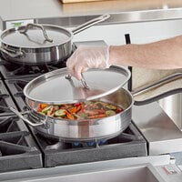 Eastern Tabletop 5914H 4 Qt. Hammered Stainless Steel Induction Pot with Lid  and Helper Handle