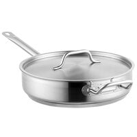 Vigor 5 Qt. Stainless Steel Aluminum-Clad Saute Pan with Lid and Helper Handle