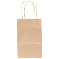 Duro Gem Natural Kraft Paper Shopping Bag with Handles 5 1/4 inch x 3 1/4 inch x 8 3/8 inch - 250/Bundle