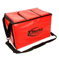 Sterno 70540 Red Medium Stadium Insulated Food Carrier, 18 inch x 11 1/2  x 11 1/2 inch- Holds (48) Hot Dogs