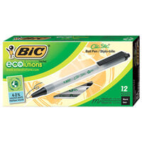 Bic CSEM11BK Ecolutions Clic Stic Black Ink Medium Point 1mm Retractable Ballpoint Pen - 12/Pack