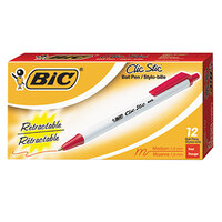 Bic CSM11RD Clic Stic Red Ink Medium Point 1mm Retractable Ballpoint Pen - 12/Pack