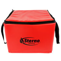 Sterno 70502 Red Medium All-Purpose Insulated Food Carrier, 18 1/2 inch x 18 1/2 inch x 14 1/2 inch - Holds (3) 16 inch Dome Trays