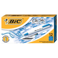 Bic CSM11BE Clic Stic Blue Ink Medium Point 1mm Retractable Ballpoint Pen - 12/Pack