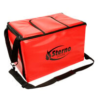Sterno 70542 Red Large Stadium Insulated Food Carrier, 22 inch x 13 inch x 14 inch - Holds (90) Hot Dogs