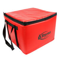 Sterno 70500 Red Small All-Purpose Insulated Food Carrier, 18 1/2 inch x 18 1/2 inch x 12 1/2 inch - Holds (2) 16 inch Dome Trays