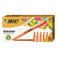 Bic BL11OE Brite Liner Fluorescent Orange Chisel Tip Pen Style Highlighter - 12/Pack