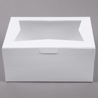 14" x 10" x 6 1/2" White Quarter Sheet Window Cake / Bakery Box - 10/Pack